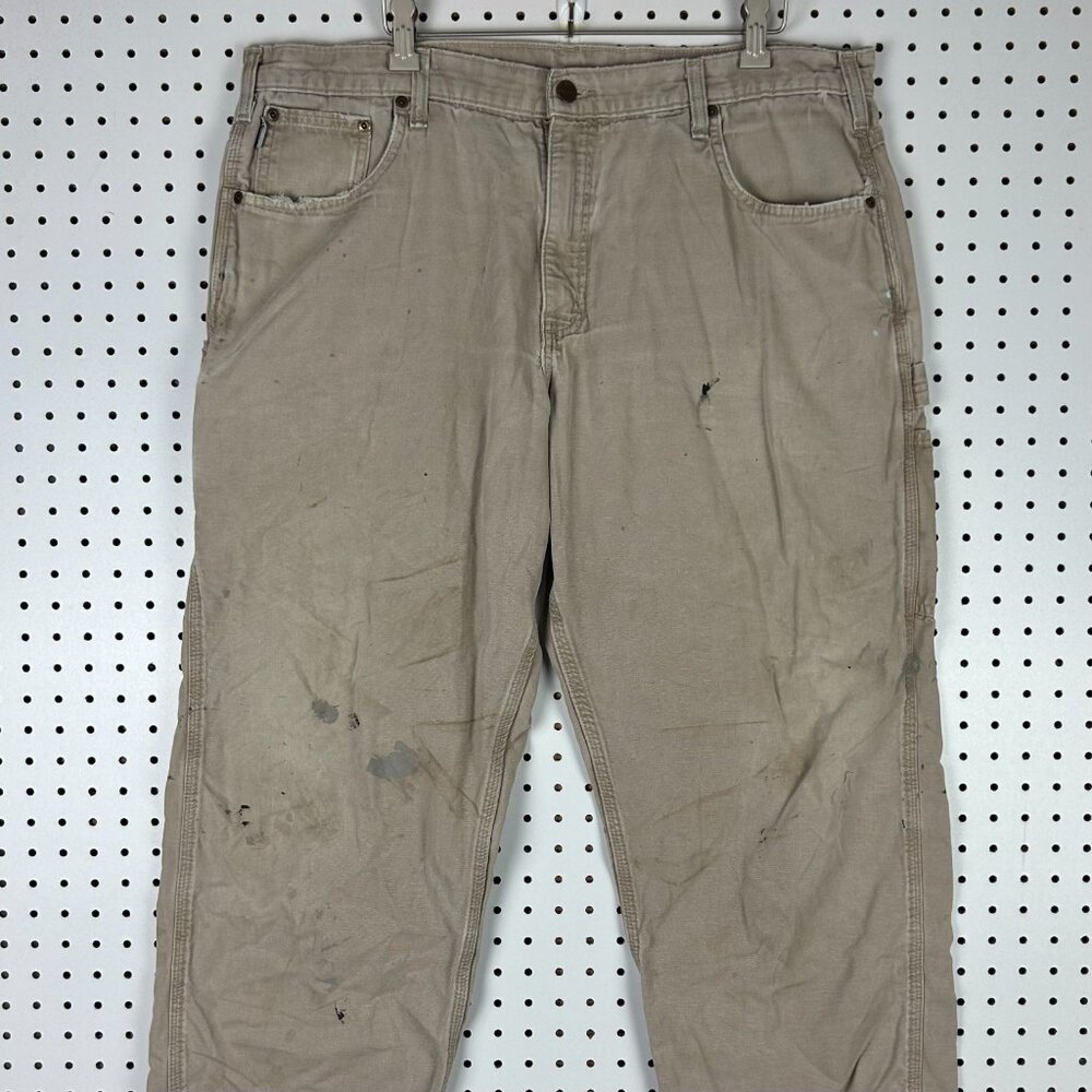 Carhartt Carpenter Pants 38x30 Painted Distressed Faded Work Wear Brown Loose‎ - Picture 6 of 8